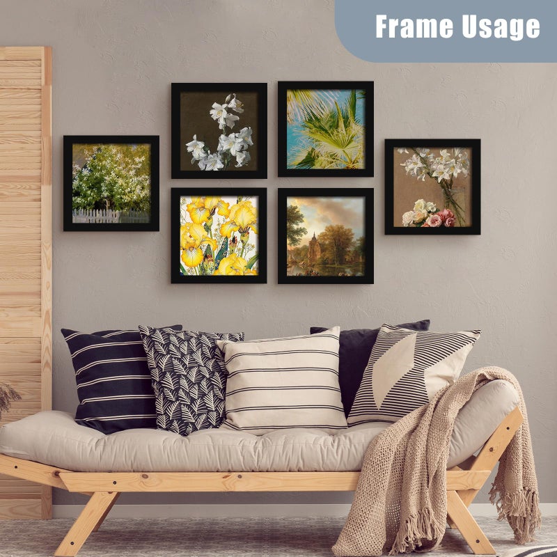SESEAT 8x8 Picture Frame Set of 10, Display Pictures 8x8 Prints Without Mat, Tabletop or Wall Mounting, Black - Image 5